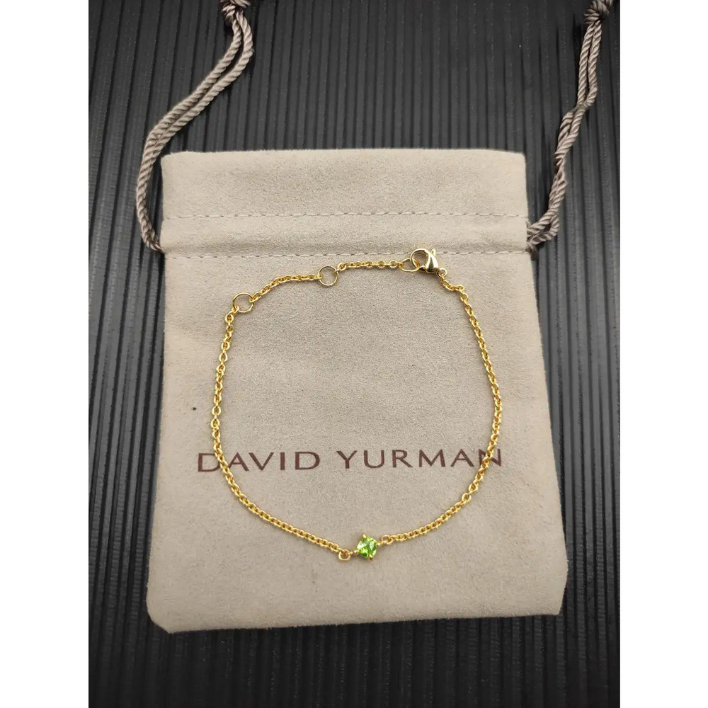 David Yurman Gold Solitaire with Green Diamond Bracelet